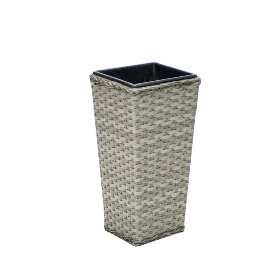 Puķu pods GENEVA 31,5x31,5xH66cm, tērauda rāmis ar plastmasas pinumu. Krāsa: pelēka