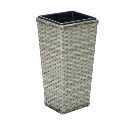 Puķu pods GENEVA 37,5x37,5x76,5cm, tērauda rāmis ar plastmasas pinumu, krāsa: pelēka