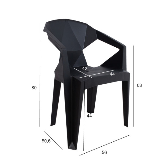 Krēsls MUZE 56x50,6xH80cm, materiāls: plastmasas, krāsa: melns