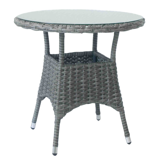 Стол WICKER D78xH75см, столешница: закаленное стекло, каркас: алюминий с пластиковым плетением, цвет: тёмно-коричневый