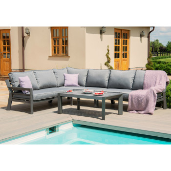 Комплект садовой мебели TOMSON стол и угловой диван, тёмно-серый Комплект садовой мебели TOMSON стол и угловой диван, тёмно-серый