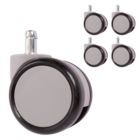 Riteņi 5gab kompl. / D65mm, tapa 11mm, pašbremzējošs, materiāls: gumija Riteņi 5gab kompl. / D65mm, tapa 11mm, pašbremzējošs, materiāls: gumija