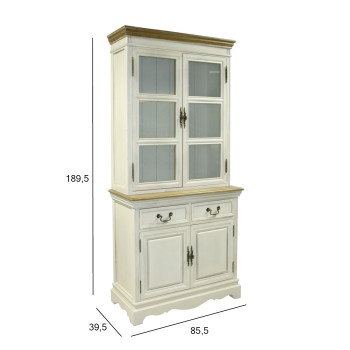 Vitriinkapp SAMIRA 85,5x39,5/31xH189,5cm, antiikvalge/naturaalne Vitriinkapp SAMIRA 85,5x39,5/31xH189,5cm, antiikvalge/naturaalne