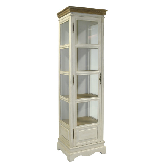Шкаф-витрина SAMIRA 49x39xH178см, антично-белый/натуральный Шкаф-витрина SAMIRA 49x39xH178см, антично-белый/натуральный