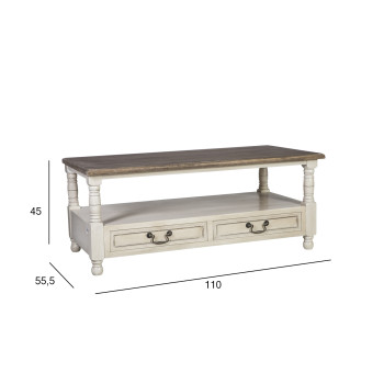 Külglaud SAMIRA UUS 110x55,5xH45cm, antiikvalge/naturaalne Külglaud SAMIRA UUS 110x55,5xH45cm, antiikvalge/naturaalne