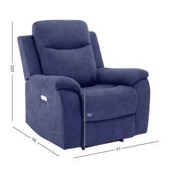 Lamamistool MILO 97x96xH103cm, elektrilise mehhanismiga, sinine Lamamistool MILO 97x96xH103cm, elektrilise mehhanismiga, sinine