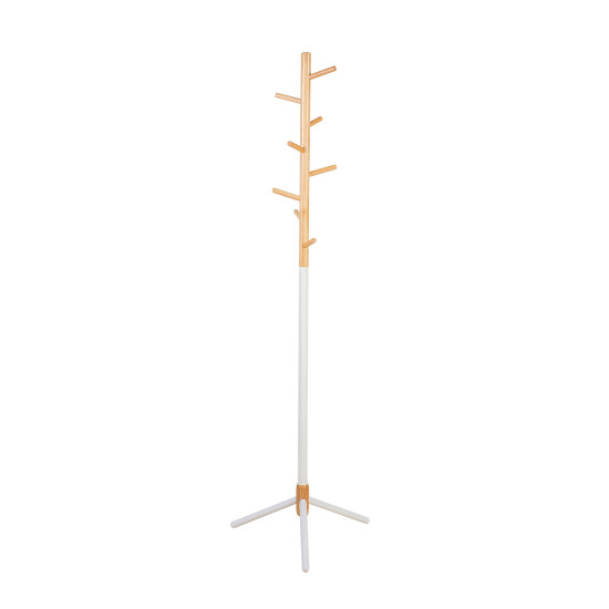 Grīdas pakaramais FOREST 44x49xH166cm, materiāls: tērauds/koks, krāsa: balta/dabīga