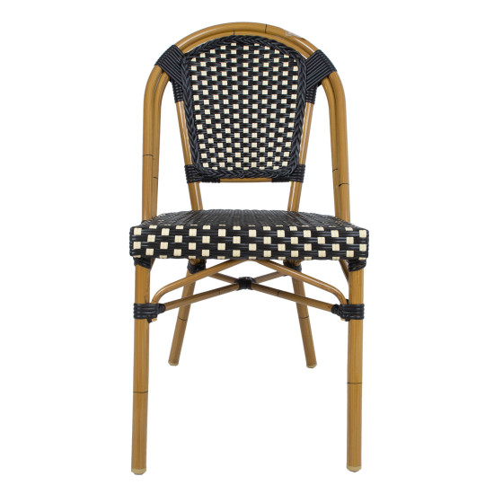 Krēsls BAMBUS 47x58xH88cm, melns / bēšs