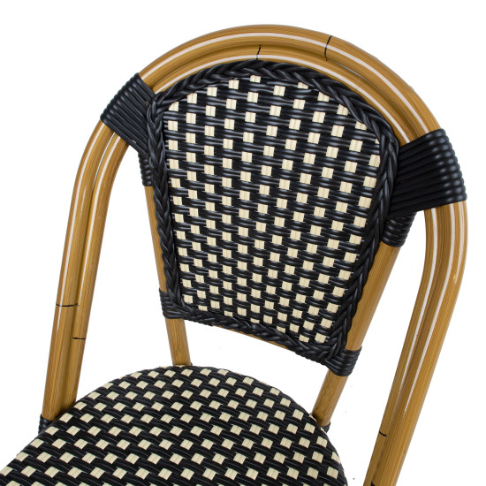 Krēsls BAMBUS 47x58xH88cm, melns / bēšs
