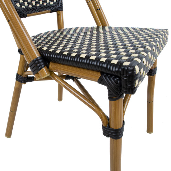 Krēsls BAMBUS 47x58xH88cm, melns / bēšs