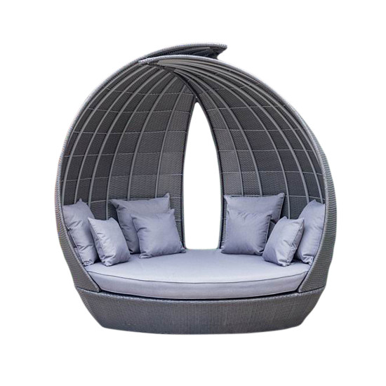 Лежальня WING 135x232xH210см, алюминиевая рама с пластиковым плетением, цвет: серо-коричневый