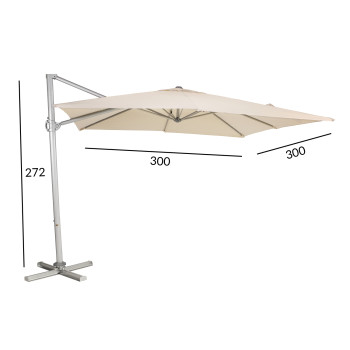 Зонт от солнца ROMA 3x3xВ2,72м, ножка с порошковым покрытием, цвет: серебро, материал: полиэстер, цвет: бежевый Зонт от солнца ROMA 3x3xВ2,72м, ножка с порошковым покрытием, цвет: серебро, материал: полиэстер, цвет: бежевый