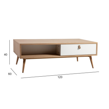 Külglaud HELENA WHITE 2 sahtliga 120x60xH40cm, materjal: MDF, värvus: naturaalne/ valge Külglaud HELENA WHITE 2 sahtliga 120x60xH40cm, materjal: MDF, värvus: naturaalne/ valge