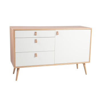 Kummut HELENA WHITE uks ja 3 sahtlit 120x40xH75cm, materjal: MDF, värvus: naturaalne / valge Kummut HELENA WHITE uks ja 3 sahtlit 120x40xH75cm, materjal: MDF, värvus: naturaalne / valge