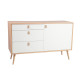 Kumode HELENA WHITE durvis un 3-atviktns 120x40xH75cm, materiāls: MDF, krāsa: dabīgs / balts