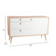 Kumode HELENA WHITE durvis un 3-atviktns 120x40xH75cm, materiāls: MDF, krāsa: dabīgs / balts
