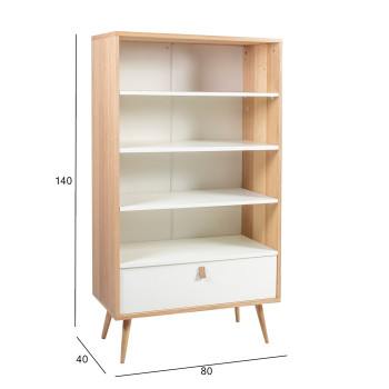 Riiul HELENA WHITE sahtliga 80x40xH140cm, materjal: MDF, värvus: naturaalne / valge Riiul HELENA WHITE sahtliga 80x40xH140cm, materjal: MDF, värvus: naturaalne / valge