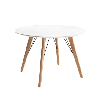 Söögilaud HELENA WHITE D100xH75cm, lauaplaat: 18mm MDF, värvus: valge, jalad tammepuidust Söögilaud HELENA WHITE D100xH75cm, lauaplaat: 18mm MDF, värvus: valge, jalad tammepuidust