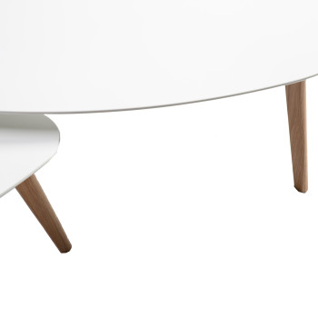 Lauakomplekt HELENA 2 tk, 100x50xH40cm, 70x35xH35cm, lauaplaat: MDF, värvus: valge, tamme jalad Lauakomplekt HELENA 2 tk, 100x50xH40cm, 70x35xH35cm, lauaplaat: MDF, värvus: valge, tamme jalad