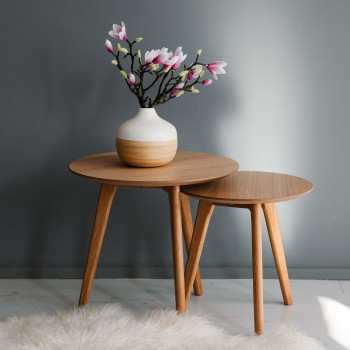 Lauakomplekt HELENA 2tk, D50xH45cm, D40xH40cm, lauaplaat: tamme spoon MDF, tamme jalad Lauakomplekt HELENA 2tk, D50xH45cm, D40xH40cm, lauaplaat: tamme spoon MDF, tamme jalad