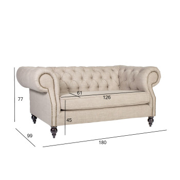 Диван HOLMES 2-местное, 180x99xH77см, материал покрытия: ткань, цвет: бежевый Диван HOLMES 2-местное, 180x99xH77см, материал покрытия: ткань, цвет: бежевый