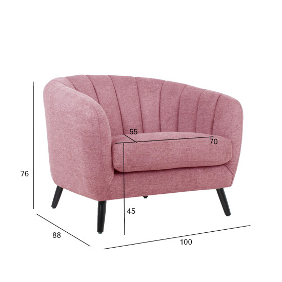 Кресло MELODY 100x88xH76см, розовое Кресло MELODY 100x88xH76см, розовое