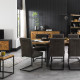 Обеденный стол INDUS 190 / 240x100xH76,5см, столешница из дубового шпона, мозаика, металлические ножки серого цвета