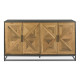 Комод INDUS 159x46xH87см, двери шпонированные дубом мозаика, корпус черный, цоколь металлический