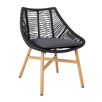 Aiatool HELSINKI 64x65xH84cm, raam: alumiinium punutud musta köiega Aiatool HELSINKI 64x65xH84cm, raam: alumiinium punutud musta köiega