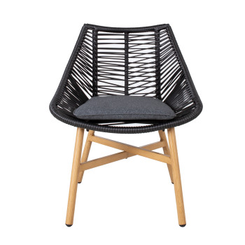 Aiatool HELSINKI 64x65xH84cm, raam: alumiinium punutud musta köiega Aiatool HELSINKI 64x65xH84cm, raam: alumiinium punutud musta köiega