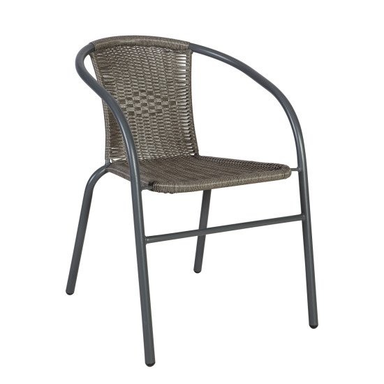 Krēsls BISTRO 52x58xH72cm, sēdvieta un atzveltne: plastikāta pinums, rāmis: tērauds, krāsa: pelēks