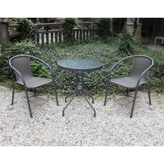 Krēsls BISTRO 52x58xH72cm, sēdvieta un atzveltne: plastikāta pinums, rāmis: tērauds, krāsa: pelēks