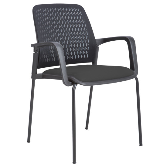 Apmeklētāja krēsls FUSION 60x55xH84,5cm, sēdvieta: audums, muguras daļa: tīklveida audums, krāsa: melna, rāmis: melns Apmeklētāja krēsls FUSION 60x55xH84,5cm, sēdvieta: audums, muguras daļa: tīklveida audums, krāsa: melna, rāmis: melns