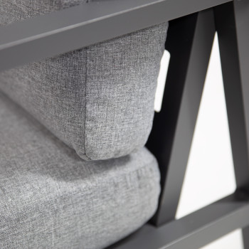 Комплект садовой мебели ADRIAN стол и угловой диван, темно-серая алюминиевая рама, серые подушки Комплект садовой мебели ADRIAN стол и угловой диван, темно-серая алюминиевая рама, серые подушки