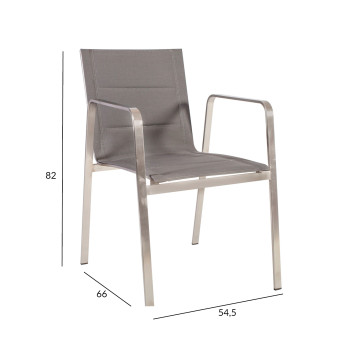 Стул BEVERLY 54,5x66xH82см, сиденье и спинка: с подшивкой textiline, цвет: серый, рама и ножки из нержавеющей стали Стул BEVERLY 54,5x66xH82см, сиденье и спинка: с подшивкой textiline, цвет: серый, рама и ножки из нержавеющей стали