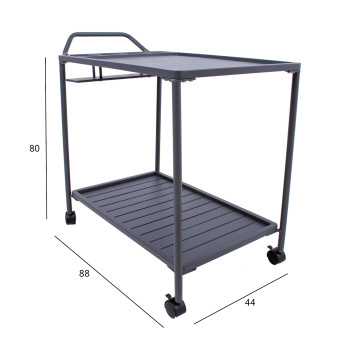 Тележка сервировочная MAGIC 88x44xH80см, тёмно-серая Тележка сервировочная MAGIC 88x44xH80см, тёмно-серая