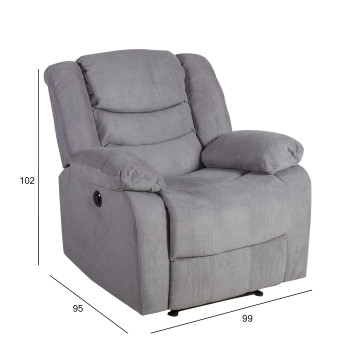Кресло FLEXY 99x95xH102cм, с электрически регулируемой подножки и спинки, материал покрытия: ткань, цвет: серый