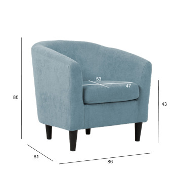 Кресло WESTER 76x68,5xH74см, материал покрытия: ткань, цвет: серо-синий, тёмные деревянные ножки