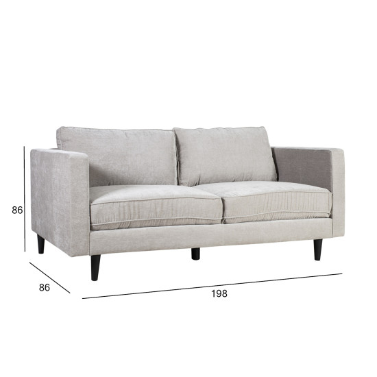 Диван SPENCER 3-местный, 198x86xH86cм, обивка: бархат, цвет: светло-серый, тёмные пластиковые ножки Диван SPENCER 3-местный, 198x86xH86cм, обивка: бархат, цвет: светло-серый, тёмные пластиковые ножки