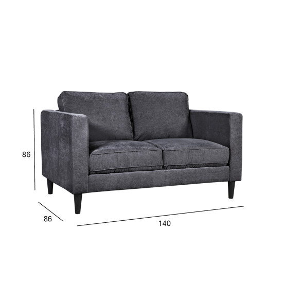 Диван SPENCER 2-местный, 140x82xH84cм, обивка: бархат, цвет: тёмно-серый, тёмные пластиковые ножки Диван SPENCER 2-местный, 140x82xH84cм, обивка: бархат, цвет: тёмно-серый, тёмные пластиковые ножки
