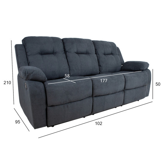 Диван-кресло DIXON с ручным механизмом 210x95xH102см, темно-серый Диван-кресло DIXON с ручным механизмом 210x95xH102см, темно-серый