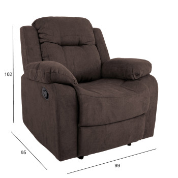 Кресло-реклайнер DIXON с ручным механизмом 99x95xH102см, коричневое Кресло-реклайнер DIXON с ручным механизмом 99x95xH102см, коричневое