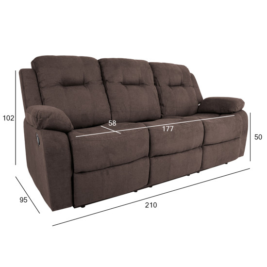 Диван-кресло DIXON с ручным механизмом 210x95xH102см, коричневый Диван-кресло DIXON с ручным механизмом 210x95xH102см, коричневый