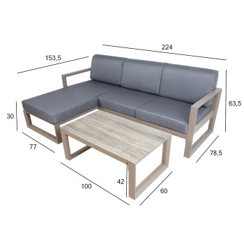 Комплект садовой мебели POSTA угловой диван и стол, бежевый Комплект садовой мебели POSTA угловой диван и стол, бежевый