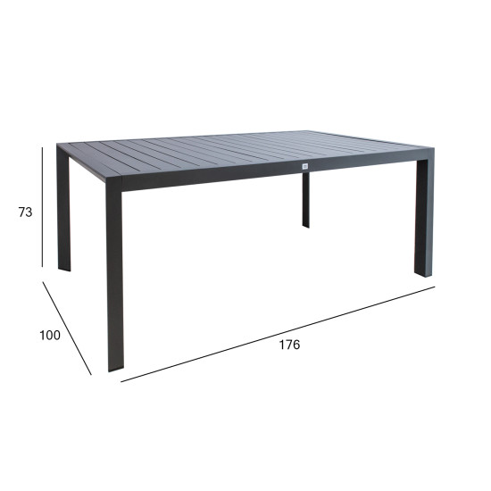 Galds TOMSON 176x100xH73cm, tumši pelēks