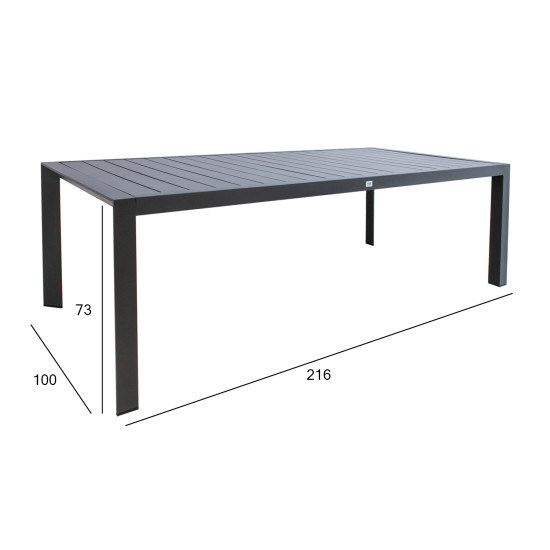 Galds TOMSON 216x100xH73cm, tumši pelēks