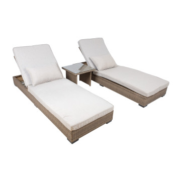 Комплект шезлонгов ЭДЕН с приставным столиком, бежевый Комплект шезлонгов ЭДЕН с приставным столиком, бежевый