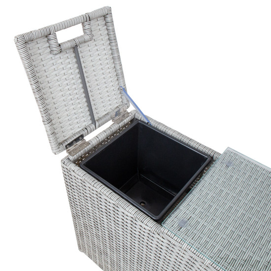 Sānu galdiņš ASCOT ar ledus spaini 67x34x60cm, pelēks