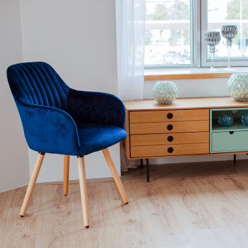 Стул ARIEL 58x58,5xH85см, материал покрытия: ткань, цвет: синий, ножки из бука Стул ARIEL 58x58,5xH85см, материал покрытия: ткань, цвет: синий, ножки из бука