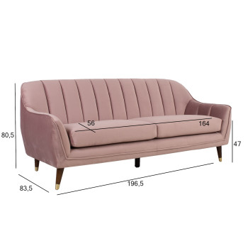 Диван JOANNA 196,5xD83,5xH80,5см, пурпурно-розовый бархат Диван JOANNA 196,5xD83,5xH80,5см, пурпурно-розовый бархат